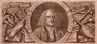 उनकी लाइब्रेरी में विलियम तानसूर (1706-83) का पोर्ट्रेट (उत्कीर्णन) द्वारा अंग्रेजी स्कूल