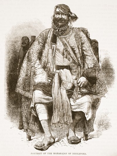 ध्रुपोल के महाराजा का चित्रण, इंग्लैंड के कैसल्स इलस्ट्रेटेड हिस्ट्री से चित्रण द्वारा अंग्रेजी स्कूल