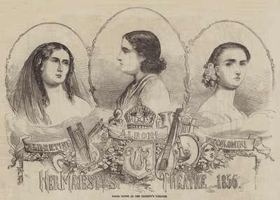 1856 में मेजर माइजेस थिएटर में प्राइम डोने द्वारा अंग्रेजी स्कूल