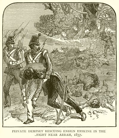 1857 के अराह के पास लड़ाई में निजी डेम्पसी ने एस्काइन एस्काइन को बचाया द्वारा अंग्रेजी स्कूल