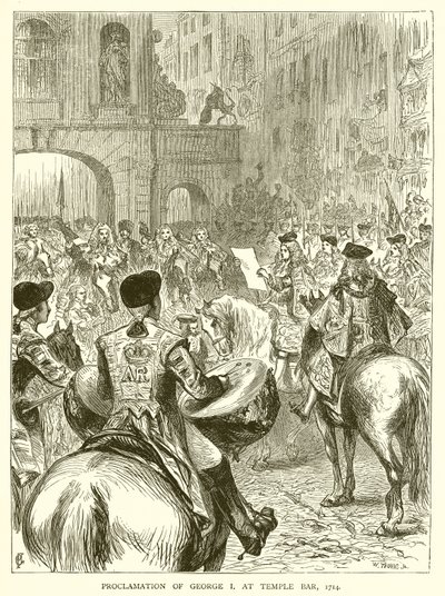 टेम्पल बार, 1714 में जॉर्ज I की घोषणा द्वारा अंग्रेजी स्कूल