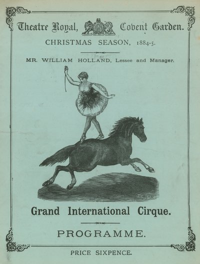 थिएटर रॉयल, कोवेंट गार्डन, लंदन, क्रिसमस सीजन 1884-85 के लिए कार्यक्रम द्वारा अंग्रेजी स्कूल