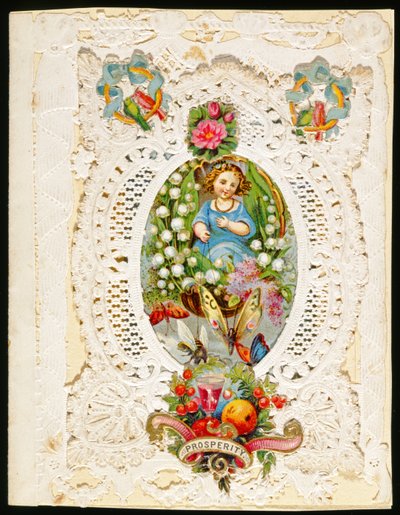 समृद्धि, वेलेंटाइन कार्ड, c.1870 (कागज पर रंग लिथो) द्वारा अंग्रेजी स्कूल