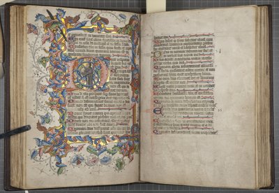 सारम उपयोग कैलेंडर के साथ साल्टर, फोल 40 वर्सो 41 रेक्टो, सी.1425-75 (वेल्लम पर स्याही, पेंट और सोना) द्वारा अंग्रेजी स्कूल