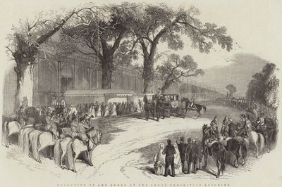 ग्रेट एग्जिबिशन बिल्डिंग में महारानी का स्वागत (उत्कीर्णन) द्वारा अंग्रेजी स्कूल