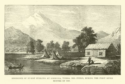 1869 के पहले सात महीनों के दौरान ओशोइया में बिशप स्टर्लिंग का निवास, टिएरा डेल फ्यूगो द्वारा अंग्रेजी स्कूल