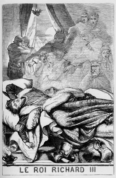 रिचर्ड III (द लाइफ एंड डेथ ऑफ रिचर्ड द थर्ड) - 1866 में "" कम्प्लीट्स डी विलियम शेक्सपियर" में चित्रण - इस संस्करण के चित्र और सामान्य रूप लंदन में प्रकाशित कैसल के सचित्र शेक्सपियर से उधार लिए गए हैं। द्वारा अंग्रेजी स्कूल