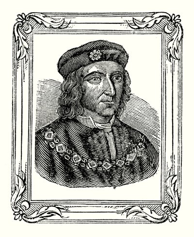 रिचर्ड III का जन्म 1450 में हुआ था, 1483 में ताज पहनाया गया, 1485 में मारा गया (उत्कीर्णन) द्वारा अंग्रेजी स्कूल