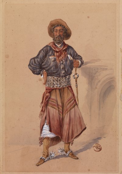 रॉबर्ट बोंटीन कनिंघम ग्राहम, c.1890 (कागज पर wc) द्वारा अंग्रेजी स्कूल