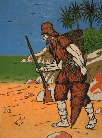 रॉबिन्सन Crusoe, रॉबिन्सन Crusoe की कहानी से चित्रण: Defoes भाषा, पब के बाद बच्चों के लिए एक अनुकूलन। ग्रिफ़िथ फ़रान ब्राउन एंड कंपनी लिमिटेड, लंदन द्वारा द्वारा अंग्रेजी स्कूल