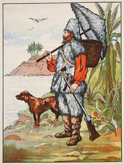 रॉबिन्सन Crusoe, रॉबिन्सन Crusoe की कहानी से चित्रण: Defoes भाषा, पब के बाद बच्चों के लिए एक अनुकूलन। ग्रिफ़िथ फ़रान ब्राउन एंड कंपनी लिमिटेड, लंदन द्वारा द्वारा अंग्रेजी स्कूल