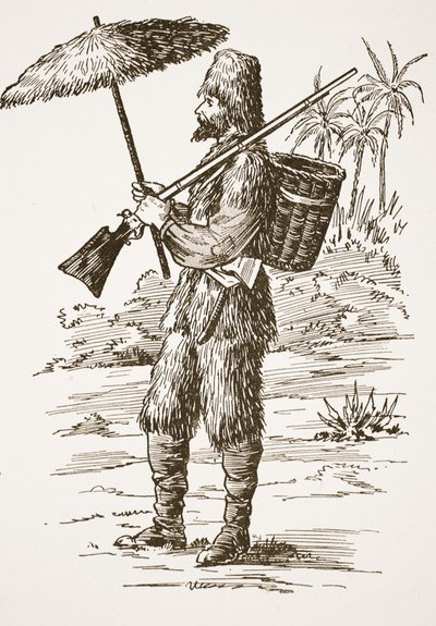 रॉबिन्सन Crusoe, रॉबिन्सन Crusoe की कहानी से चित्रण: Defoes भाषा, पब के बाद बच्चों के लिए एक अनुकूलन। ग्रिफ़िथ फ़रान ब्राउन एंड कंपनी लिमिटेड, लंदन द्वारा द्वारा अंग्रेजी स्कूल