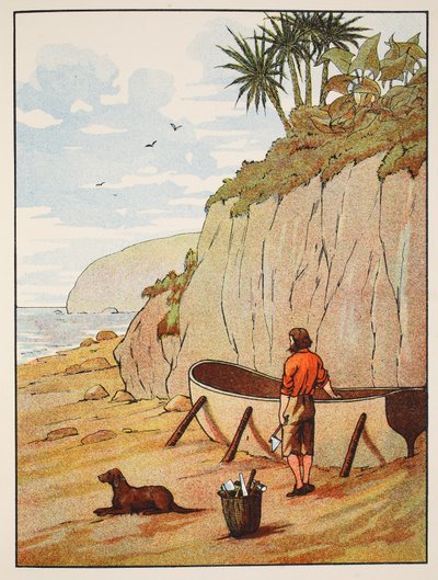 रॉबिन्सन Crusoes डोंगी, रॉबिन्सन Crusoe की कहानी से चित्रण: Defoes भाषा, पब के बाद बच्चों के लिए एक अनुकूलन। ग्रिफ़िथ फ़रान ब्राउन एंड कंपनी लिमिटेड, लंदन द्वारा द्वारा अंग्रेजी स्कूल
