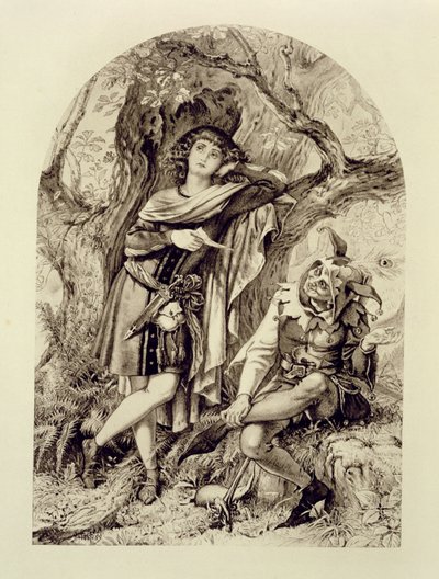 विलियम शेक्सपियर द्वारा रोसालिंड एंड टचस्टोन, एक्ट III सीन 2, ऐज़ यू लाइक इट, (1564-1616) द्वारा अंग्रेजी स्कूल