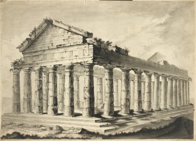 बर्बाद ग्रीक मंदिर (कागज पर पानी के रंग का) द्वारा अंग्रेजी स्कूल