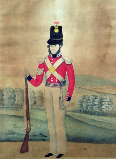 सार्जेंट, ब्रिटिश सेना, c.1815 (कागज पर wc) द्वारा अंग्रेजी स्कूल