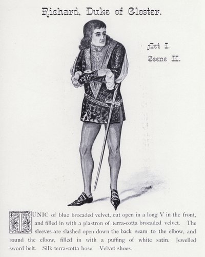 शेक्सपियर के राजा रिचर्ड III: रिचर्ड, ड्यूक ऑफ ग्लोस्टर, एक्ट I, सीन II (लिथो) द्वारा अंग्रेजी स्कूल