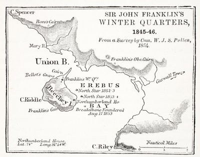कॉम द्वारा एक सर्वेक्षण से सर जॉन फ्रैंकलिन विंटर क्वार्टर, 1845-1846 डब्ल्यूजेएस पुलेन 1854, पब। 1854 द्वारा अंग्रेजी स्कूल