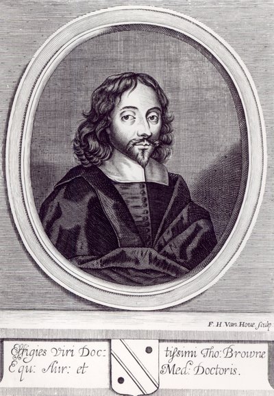 सर थॉमस ब्राउन (1605-82), फ्रेडरिक हेंड्रिक वैन होवे (c.1628-98) द्वारा उकेरा गया द्वारा अंग्रेजी स्कूल