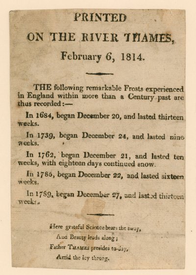 1814 के फ्रॉस्ट मेले की स्मारिका द्वारा अंग्रेजी स्कूल