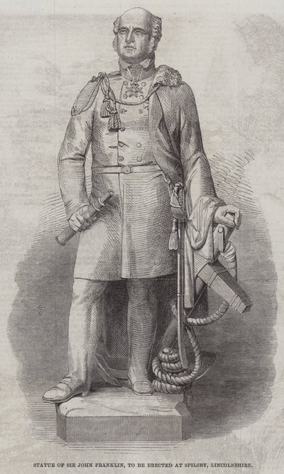 सर जॉन फ्रैंकलिन की प्रतिमा, स्पिल्सबी, लिंकनशायर (उत्कीर्णन) में स्थापित की जाएगी द्वारा अंग्रेजी स्कूल