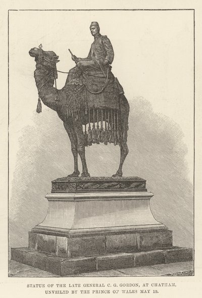 चैथम में दिवंगत जनरल सीजी गॉर्डन की प्रतिमा, प्रिंस ऑफ वेल्स द्वारा अनावरण किया गया द्वारा अंग्रेजी स्कूल
