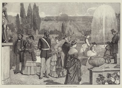 संस सूसी के बगीचे में रविवार दोपहर, पॉट्सडैम (उत्कीर्णन) द्वारा अंग्रेजी स्कूल