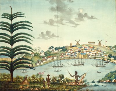 सिडनी कोव और टाउन, सी.1806 (जल रंग) द्वारा अंग्रेजी स्कूल