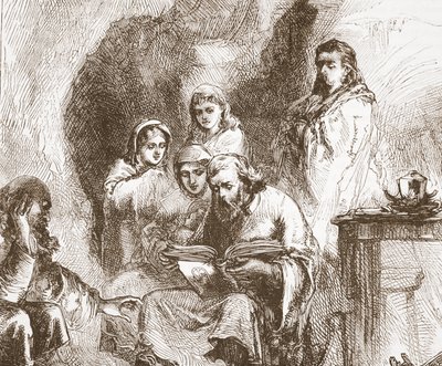जेम्स एइटकेन वायली (1808-1890), पब द्वारा प्रोटेस्टेंटिज़्म के इतिहास का चित्रण, एक गुफा में पूजा करने वाले ताबूत। 1878 द्वारा अंग्रेजी स्कूल
