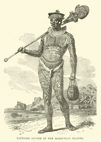 Marquesan द्वीप समूह का टैटू वाला सैवेज द्वारा अंग्रेजी स्कूल