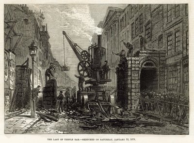 टेम्पल बार, लंदन। विध्वंस, 12 जनवरी 1878 द्वारा अंग्रेजी स्कूल