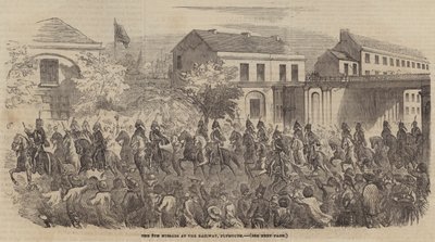 रेलवे में 8 वें हुसर्स, प्लायमाउथ (उत्कीर्णन) द्वारा अंग्रेजी स्कूल