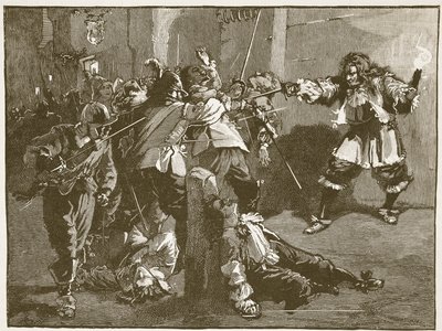 जॉन कोवेंट्री का आक्रमण, कैसल्स इलस्ट्रेटेड हिस्ट्री ऑफ़ इंग्लैंड से चित्रण (सीपिया फोटो) द्वारा अंग्रेजी स्कूल