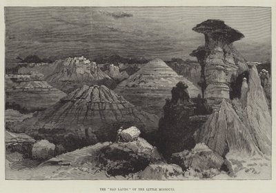 लिटिल मिसौरी की "बैड लैंड्स" (उत्कीर्णन) द्वारा अंग्रेजी स्कूल