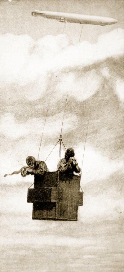 ज़ेपेलिन बॉम्ब-थ्रोअर का बुलेट प्रूफ पिंजरा, 1914-19 द्वारा अंग्रेजी स्कूल