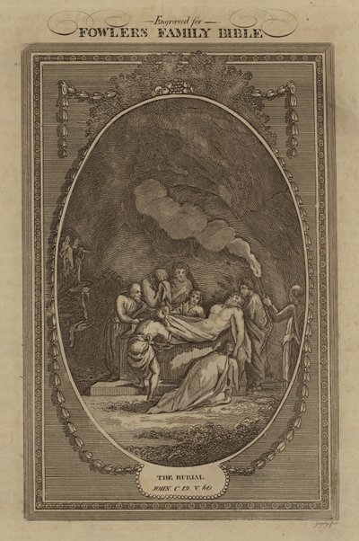 दफ़नाया गया, यूहन्ना, अध्याय 19, श्लोक 40 (उत्कीर्णन) द्वारा अंग्रेजी स्कूल