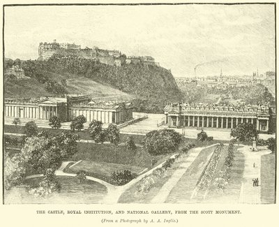 स्कॉट स्मारक से कैसल, रॉयल इंस्टीट्यूशन और नेशनल गैलरी द्वारा अंग्रेजी स्कूल