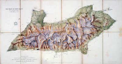 1863 में ए। एडम्स रीली द्वारा एक वास्तविक सर्वेक्षण से द माउंट ब्लैंक की श्रृंखला, ए रिकॉर्ड ऑफ माउंटेन एडवेंचर एंड एल्पेरियन क्लब फॉर एल्पाइन क्लब में प्रकाशित हुई द्वारा अंग्रेजी स्कूल