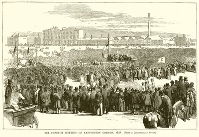 1848 में केनिंग्टन कॉमन पर चार्टिस्ट की बैठक द्वारा अंग्रेजी स्कूल