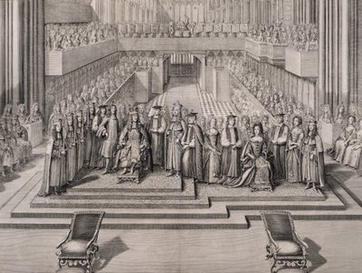 किंग जेम्स II (1633-1701) का राज्याभिषेक और मोडेना की उनकी दूसरी पत्नी (1658-1718) 1685 द्वारा अंग्रेजी स्कूल