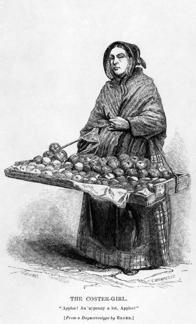 द कॉस्टर-गर्ल, सी .1840 द्वारा अंग्रेजी स्कूल