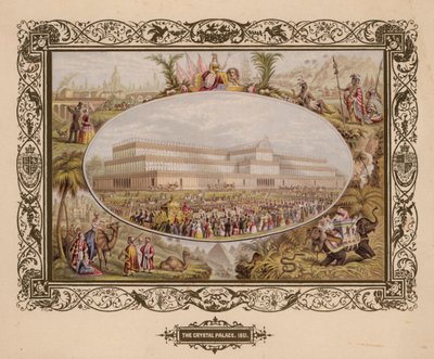 द क्रिस्टल पैलेस, 1851, द ग्रेट प्रदर्शनी, हाइड पार्क, लंदन। द्वारा अंग्रेजी स्कूल