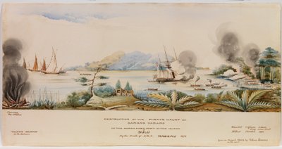 1872 में एचएमएस नासाउ के नावों द्वारा सुलु द्वीप के उत्तर पूर्व भाग पर कैरंग कैरंग के समुद्री डाकू अड्डा का विनाश द्वारा अंग्रेजी स्कूल