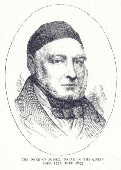 द ड्यूक ऑफ ससेक्स, अंकल टू द क्वीन जिसका जन्म 1773 में हुआ, का निधन 1843 में हुआ द्वारा अंग्रेजी स्कूल