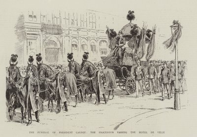 राष्ट्रपति कार्नोट का अंतिम संस्कार, होटल डी विले (लिथो) से गुजरने वाला जुलूस द्वारा अंग्रेजी स्कूल