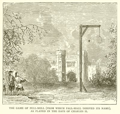 पेल-मेल का खेल (जिसमें पाल-मॉल ने अपना नाम जोड़ा), जैसा कि चार्ल्स द्वितीय के दिनों में खेला गया था द्वारा अंग्रेजी स्कूल