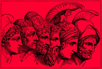 ट्रोजन युद्ध के नायक: पेरिस, डायोमीडेस, ओडीसियस, नेस्टर, अकिलीज, एगेममोन, द इलस्ट्रेटेड हिस्ट्री ऑफ द वर्ल्ड से चित्रण, प्रकाशित c.1880 (डिजिटल रूप से उन्नत छवि) द्वारा अंग्रेजी स्कूल