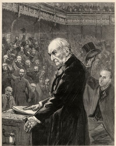 हाउस ऑफ कॉमन्स, फरवरी 13, 1893: विलियम इवर्ट ग्लैडस्टोन, लिबरल प्रधान मंत्री, ने दूसरा होम रो बिल पेश किया। द्वारा अंग्रेजी स्कूल