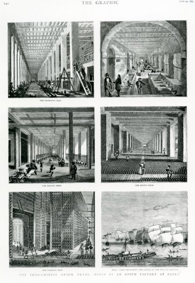 इंडो-चाइनीज ओपियम ट्रेड: नोट्स ऑन पटना, द ग्राफिक, 1882 से लिया गया द्वारा अंग्रेजी स्कूल