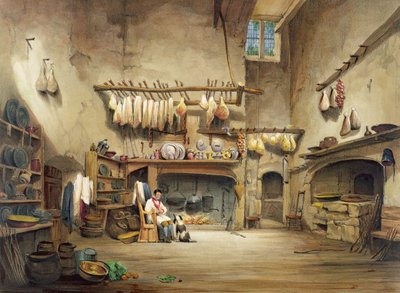 रसोई, Cotehele घर, c.1830-40 द्वारा English School